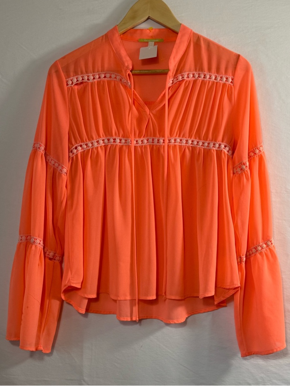 Gianni Bini Vibrant Orange Peasant Tunic Babydoll Blouse
